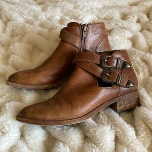 Frye two buckle brown leather booties 6.5M